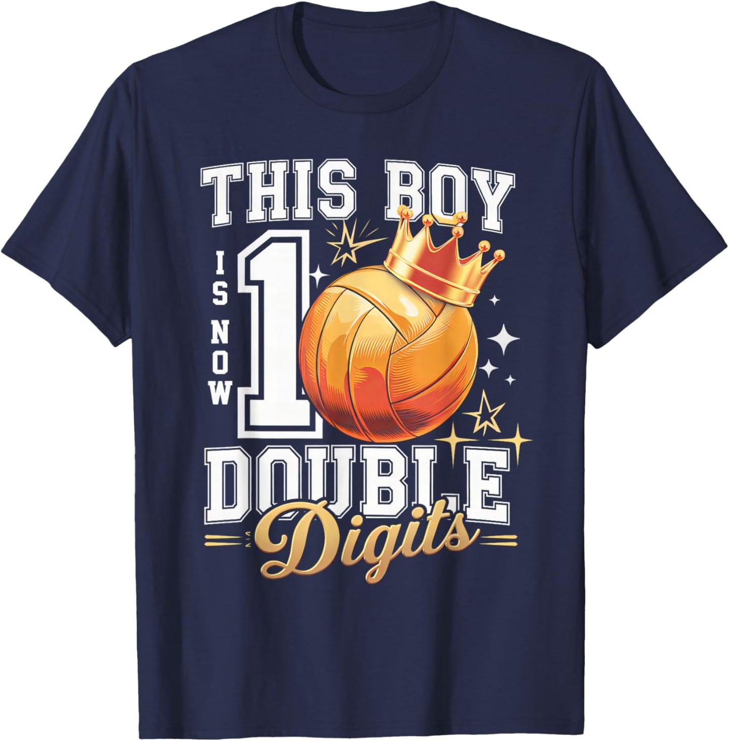This Boy Double Digits Ten Volleyball 10 Years Old Birthday T-Shirt - T-Shirt | Navy