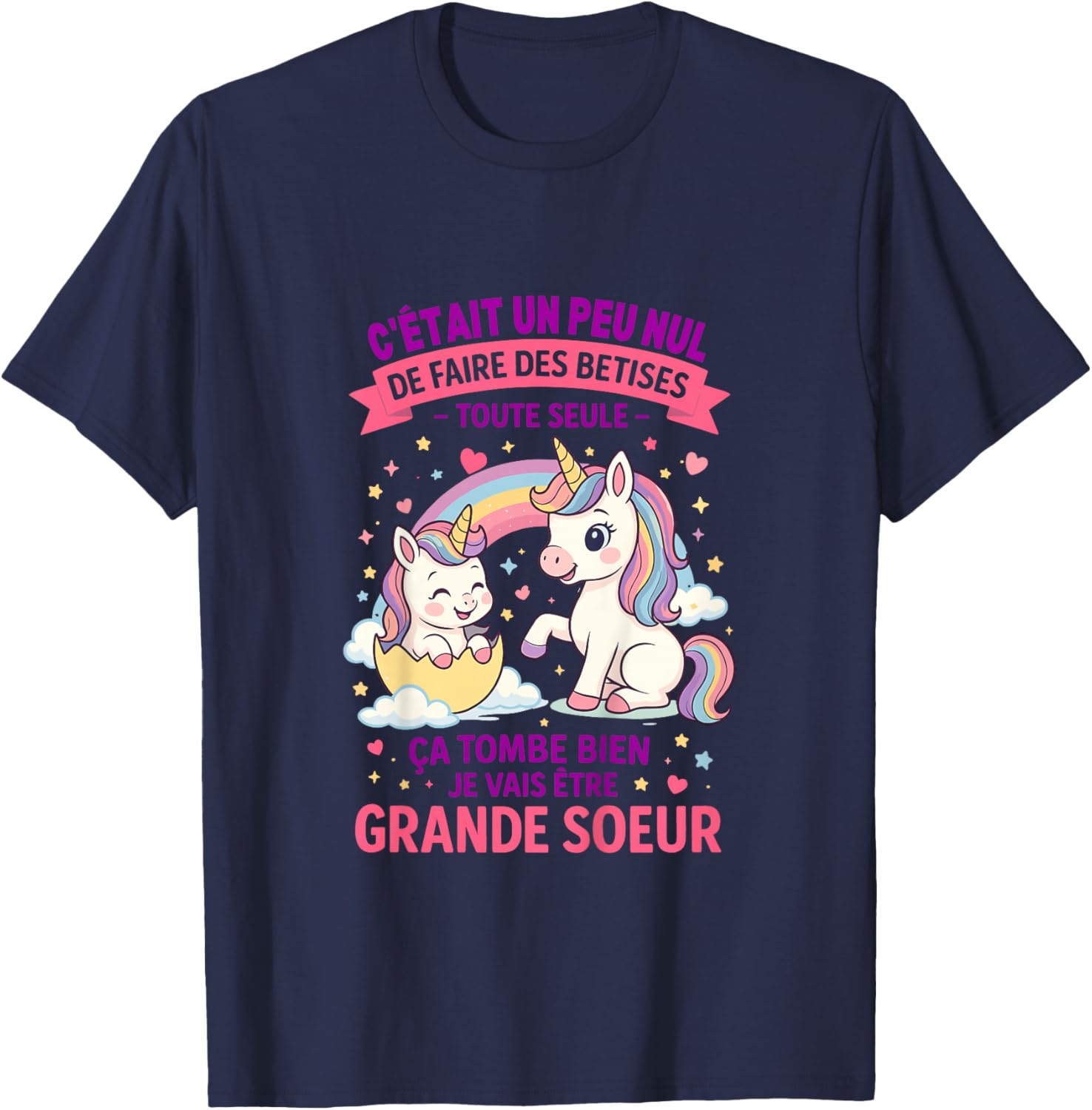 Child Announcement Pregnancy Big Sister Nonsense Future Big Sister T-Shirt - T-Shirt | Navy