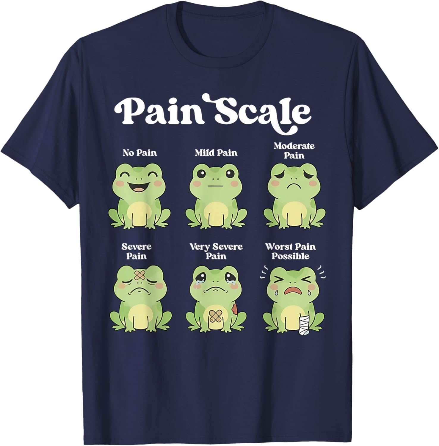 Pain Scale Frog Nurse Healthcare Worker Pain Assessment T-Shirt - T-Shirt | Navy
