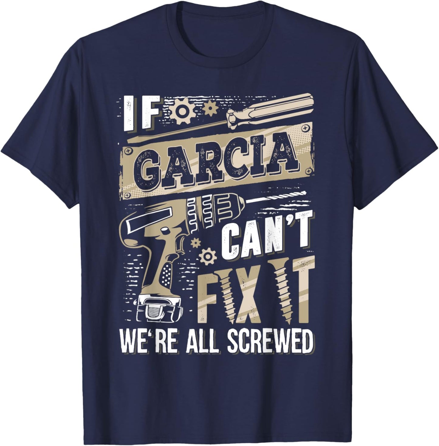 Vintage Classic GARCIA Family Name Ideas -Adults & Kids Funny Vintage Name Family Black Small Regular Fit Short Sleeve T-Shirt - T-Shirt | Navy