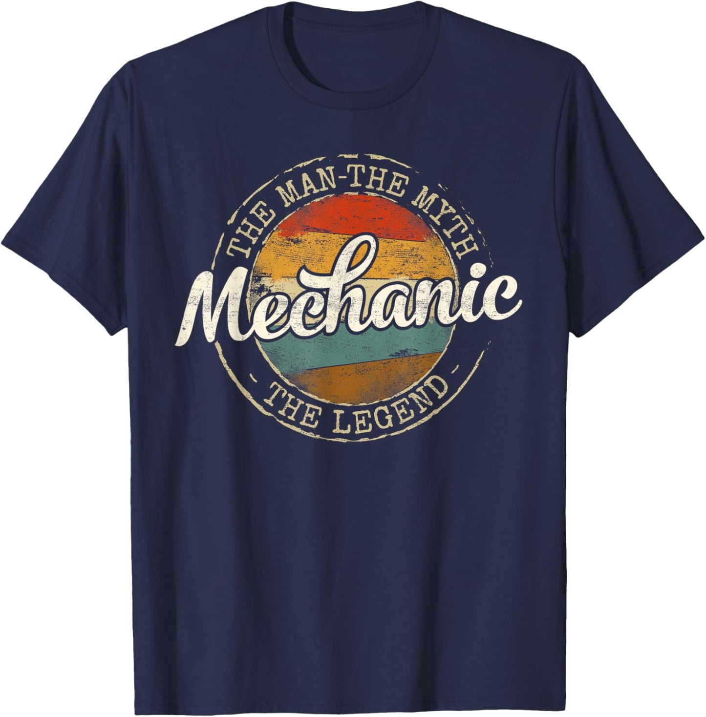 Mechanic Man Myth Legend Vintage Stamp Auto Technician T-Shirt - T-Shirt | Navy