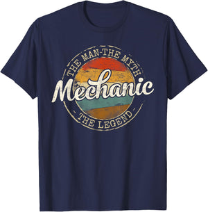 Mechanic Man Myth Legend Vintage Stamp Auto Technician T-Shirt - T-Shirt | Navy