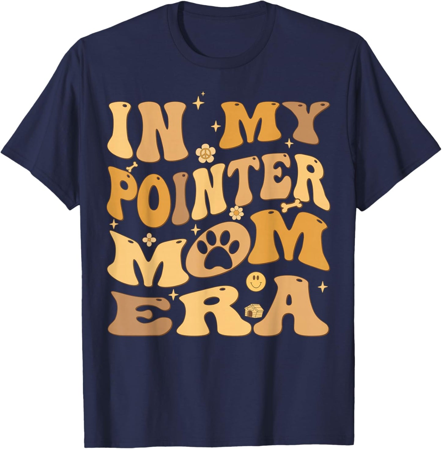 In My Pointer Mom Era Groovy English Pointer Dog T-Shirt - T-Shirt | Navy