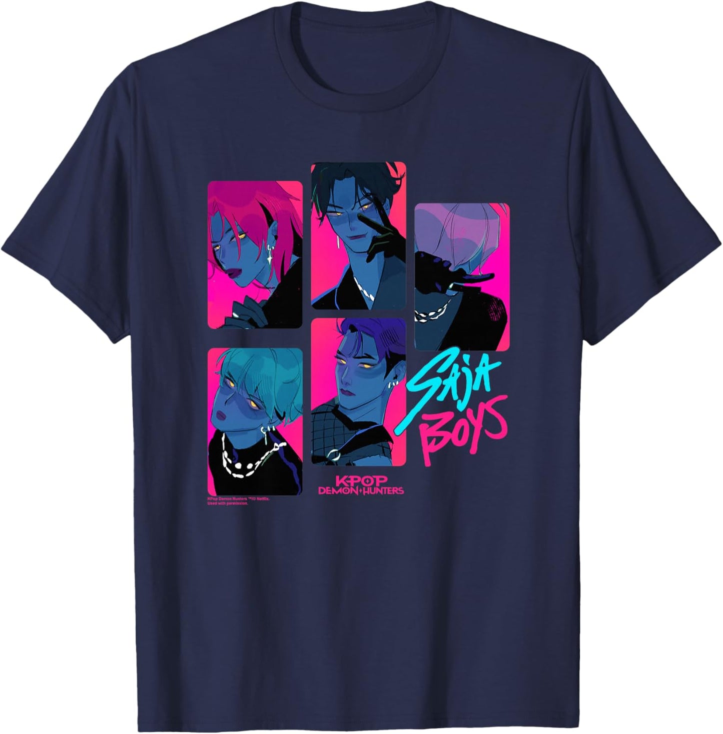 Kpop Demon Hunters Saja Boys Demons Officially Licensed Premium T-Shirt - T-Shirt | Navy