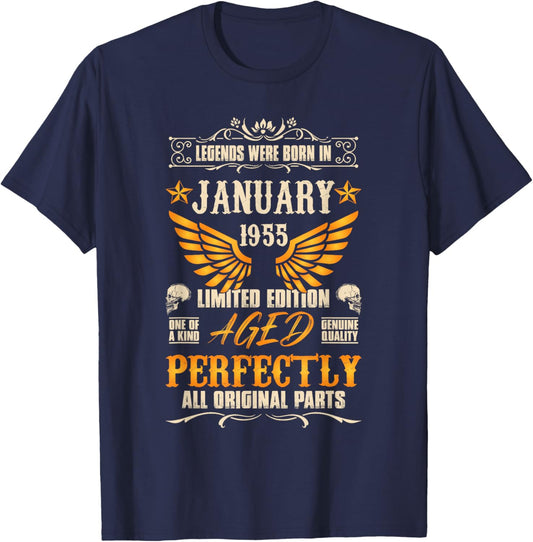 71rd Birthday Vintage Legends Born in 1955 71 Years Old T-Shirt - T-Shirt | Navy