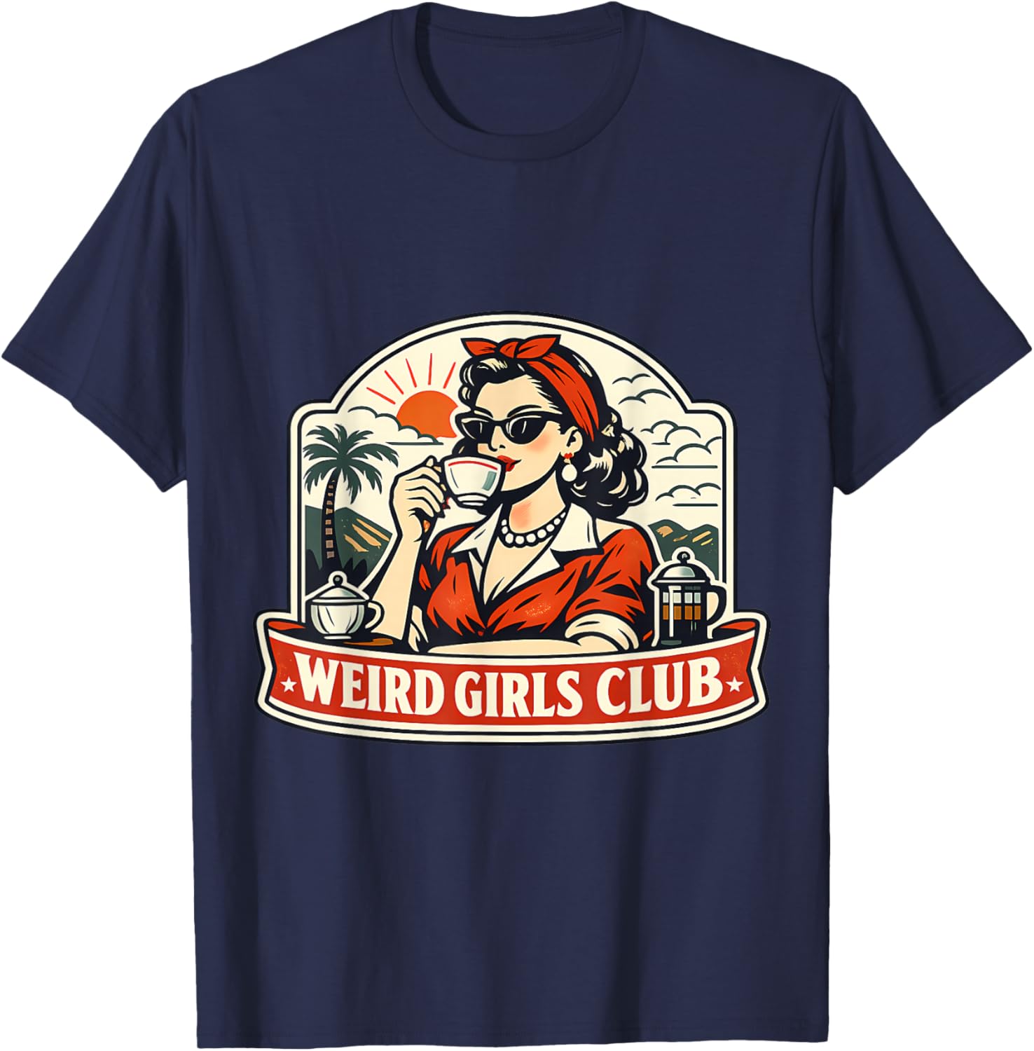 Weird Girls Club Funny Vintage Introvert Woman Quote Retro T-Shirt - T-Shirt | Navy