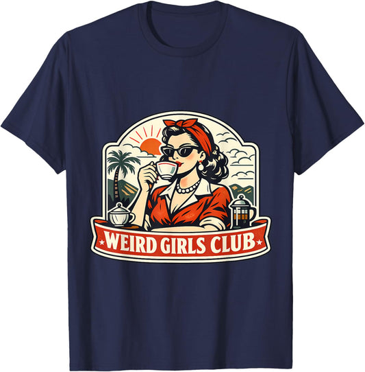Weird Girls Club Funny Vintage Introvert Woman Quote Retro T-Shirt - T-Shirt | Navy