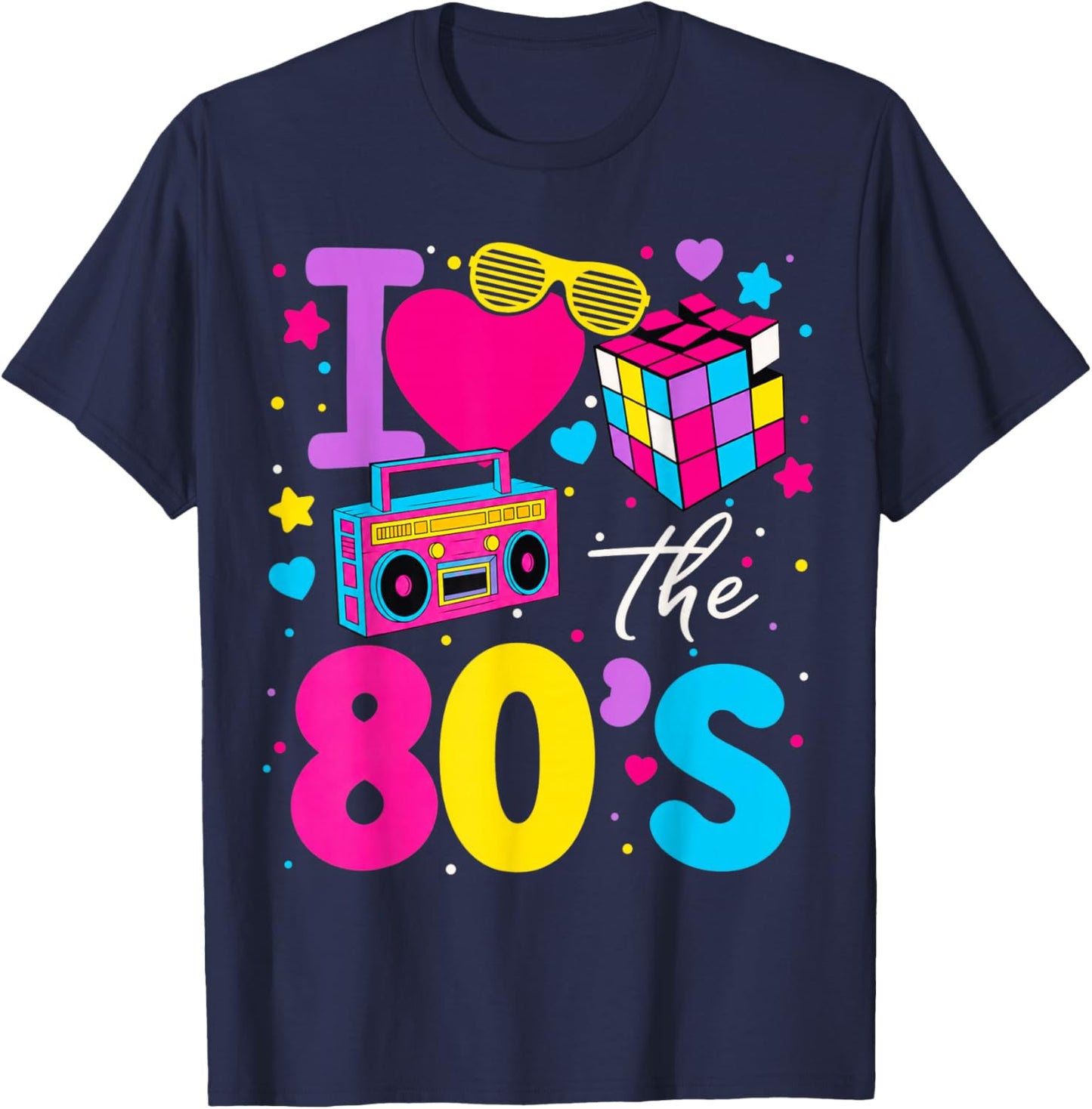 I Love The 80s Clothes and Men Party Funny T-Shirt - T-Shirt | Navy
