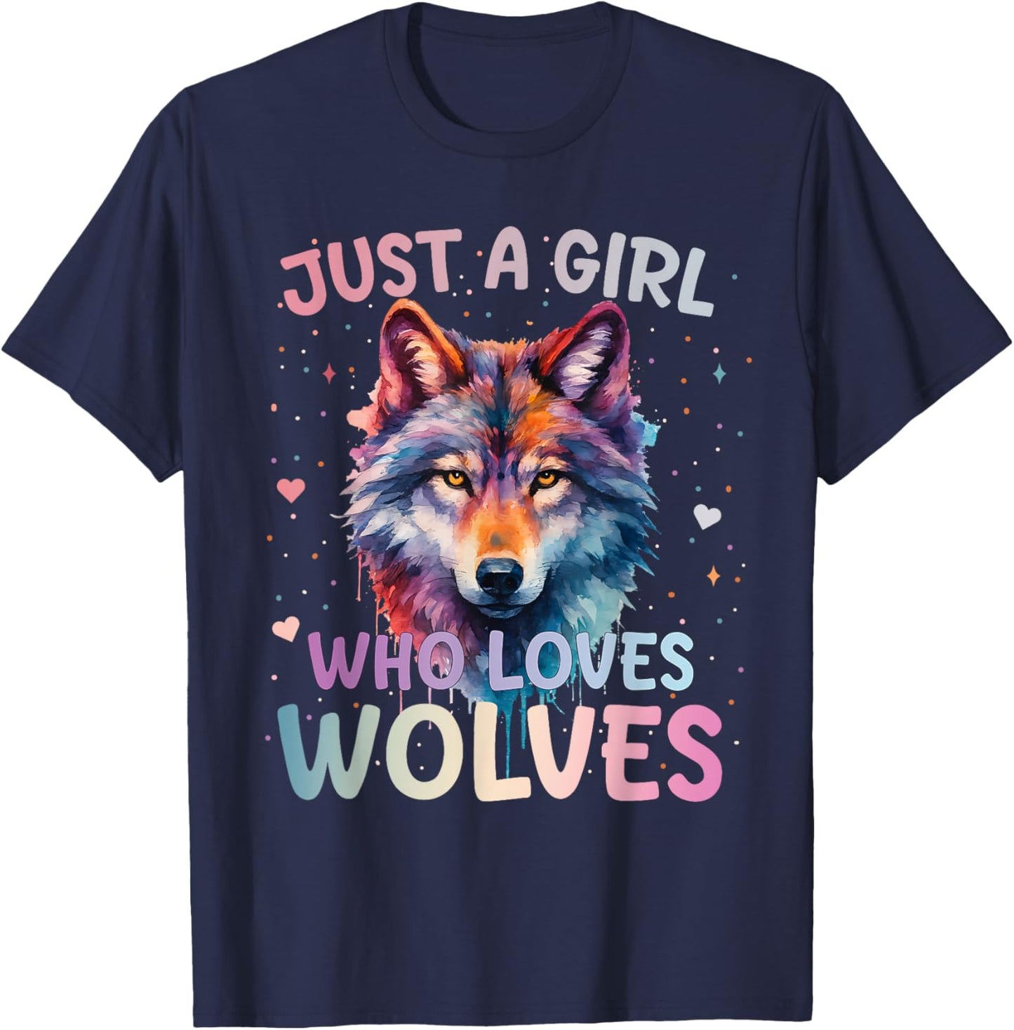 Just A Girl Who Loves Wolves Wolf Lover Women Girls T-Shirt - T-Shirt | Navy