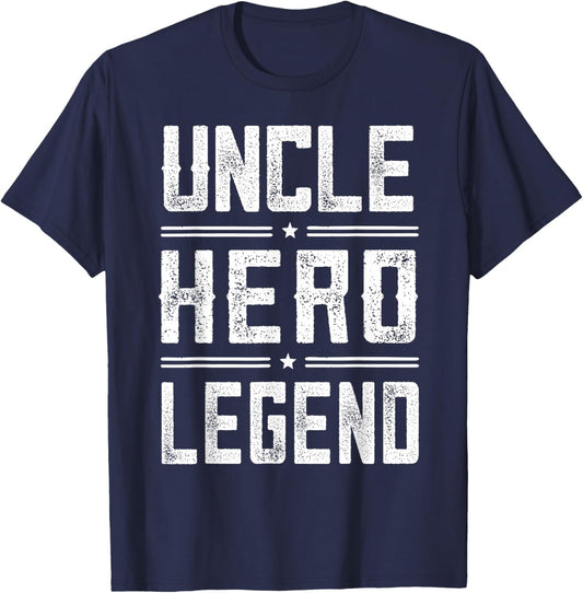 Uncle Hero Legend - Vintage Distressed Uncle T-Shirt - T-Shirt | Navy