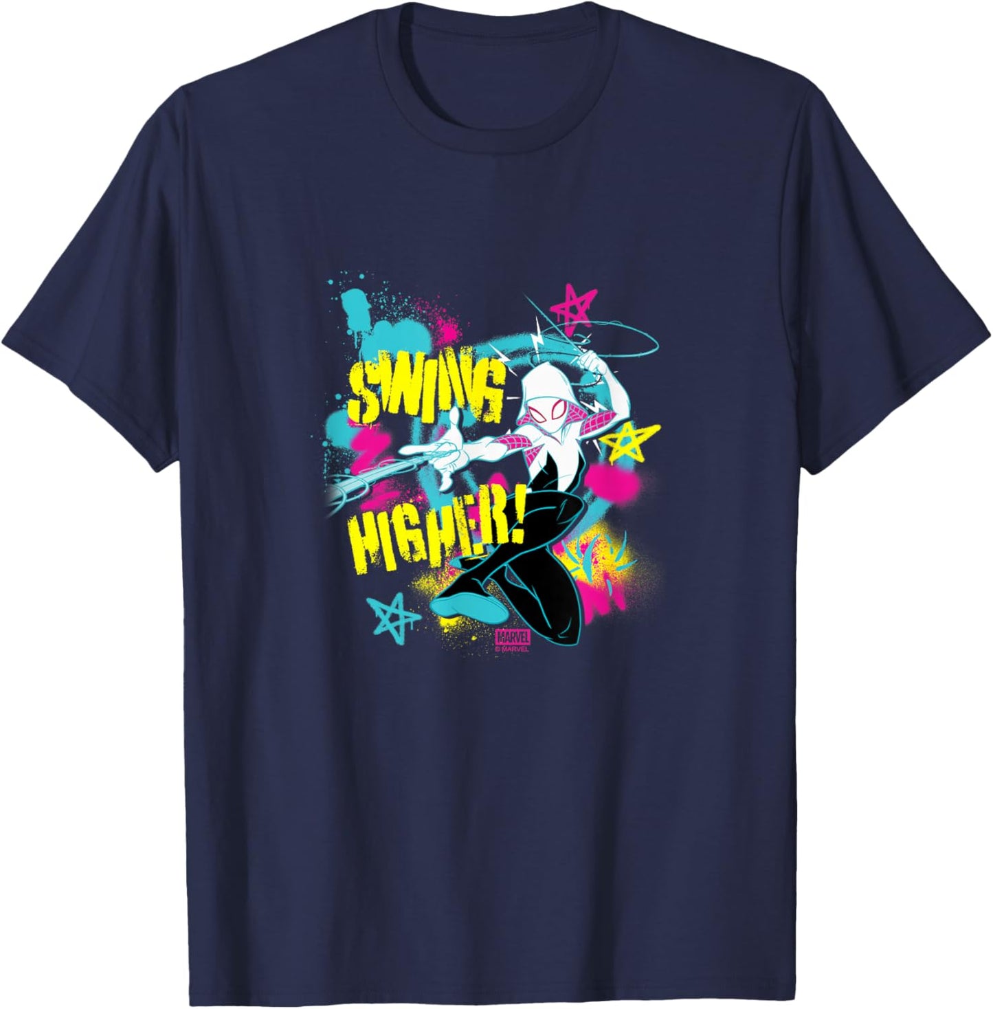Spiderman - Spider-Gwen - Swing Higher T-Shirt - T-Shirt | Navy