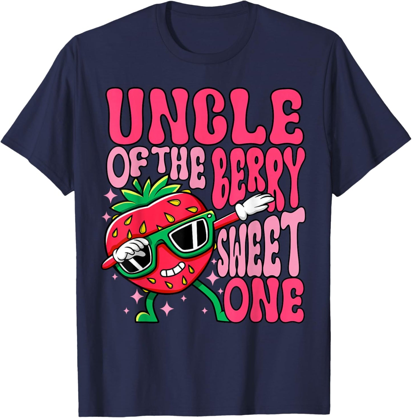Strawberry 1st Birthday Uncle of Berry Sweet One Year Old T-Shirt - T-Shirt | Navy