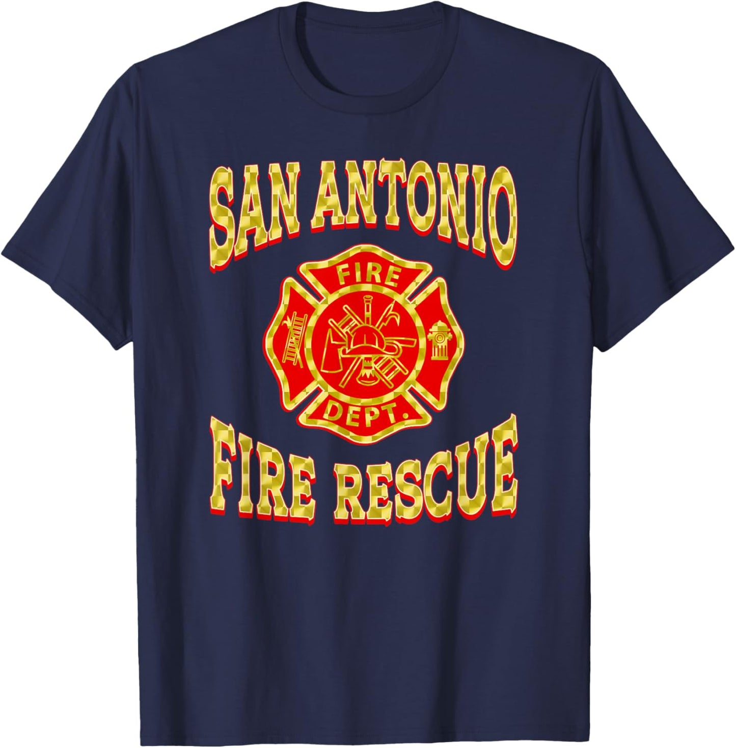 Retro San Antonio Fire Department Flag Texas Firefighter T-Shirt - T-Shirt | Navy