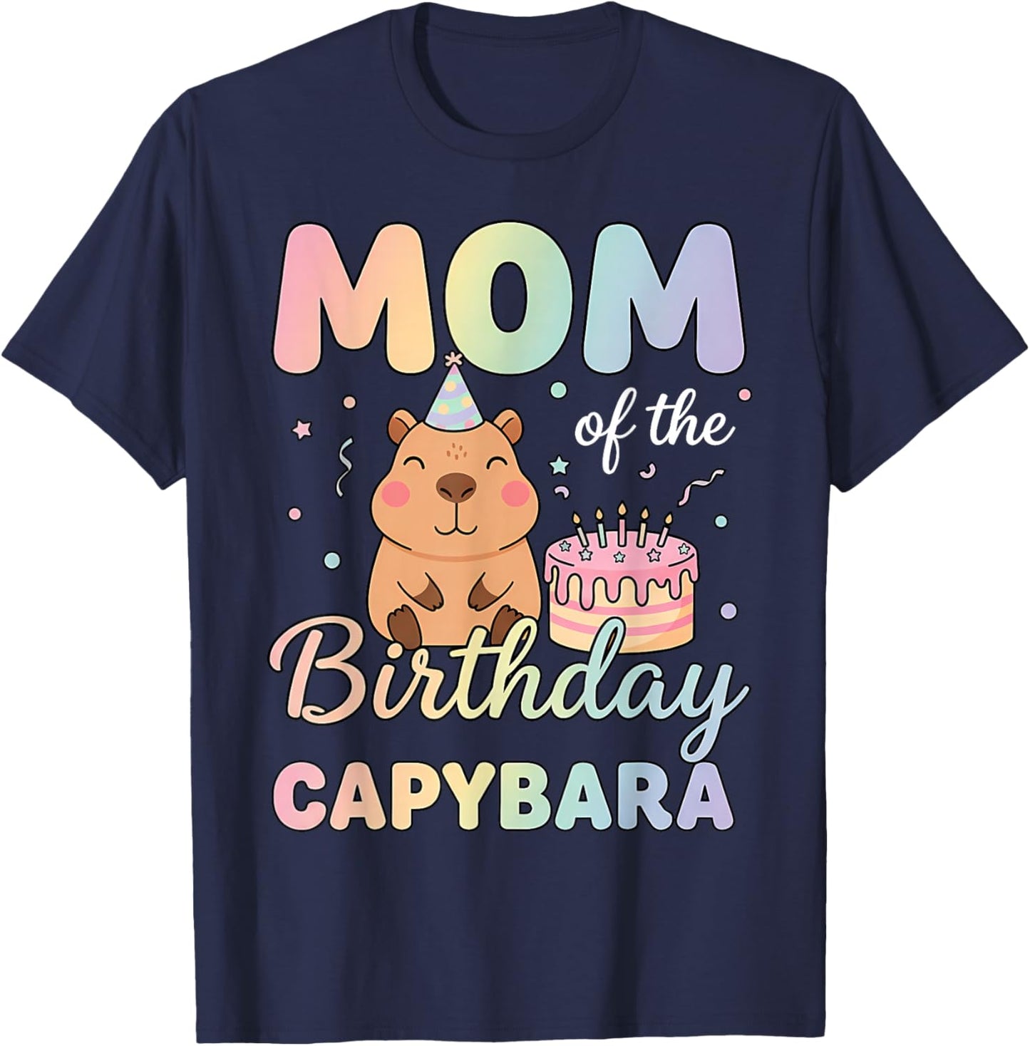 Mom of The Birthday Capybara Family Matching Birthday Party T-Shirt - T-Shirt | Navy