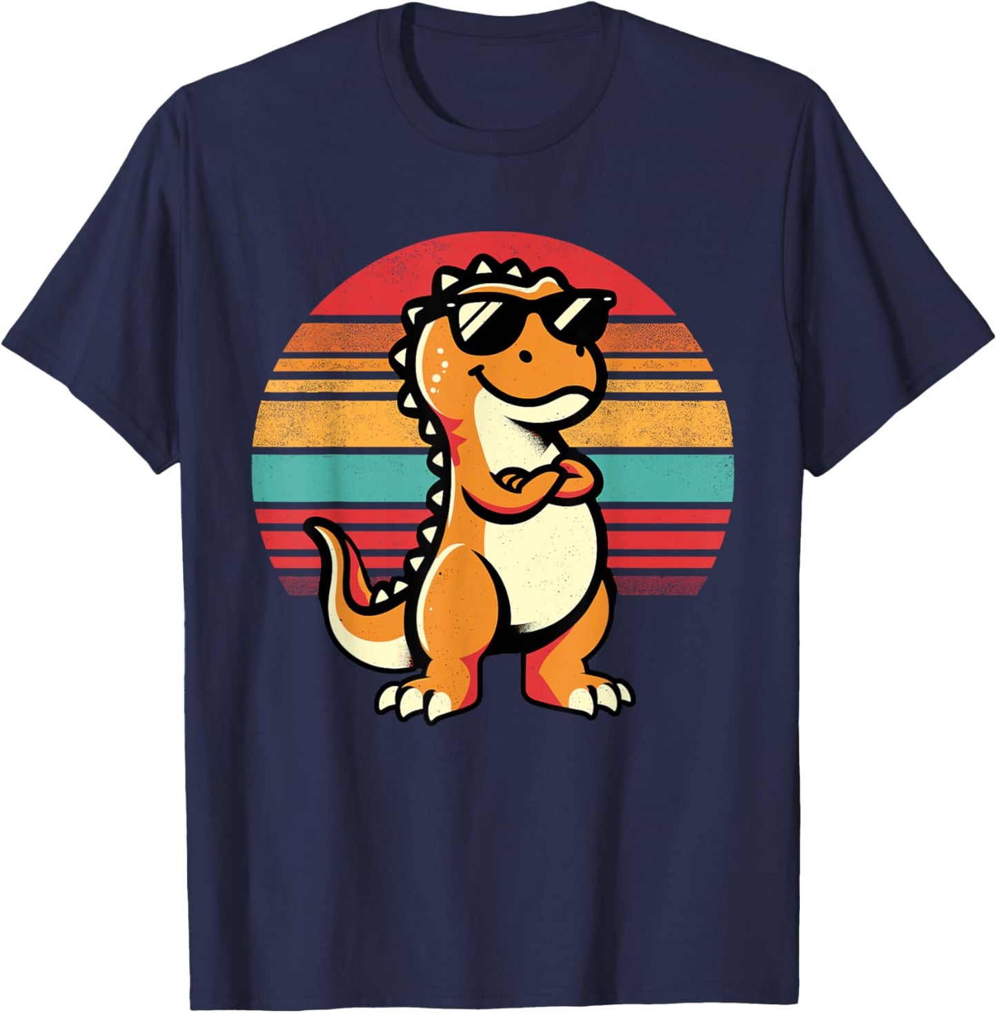 Retro Dinosaur T-Rex Funny Dinosaur T-Shirt - T-Shirt | Navy