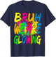 Retro Bruh We Are Glowing In My Glowing Era Colorful T-Shirt - T-Shirt | Navy