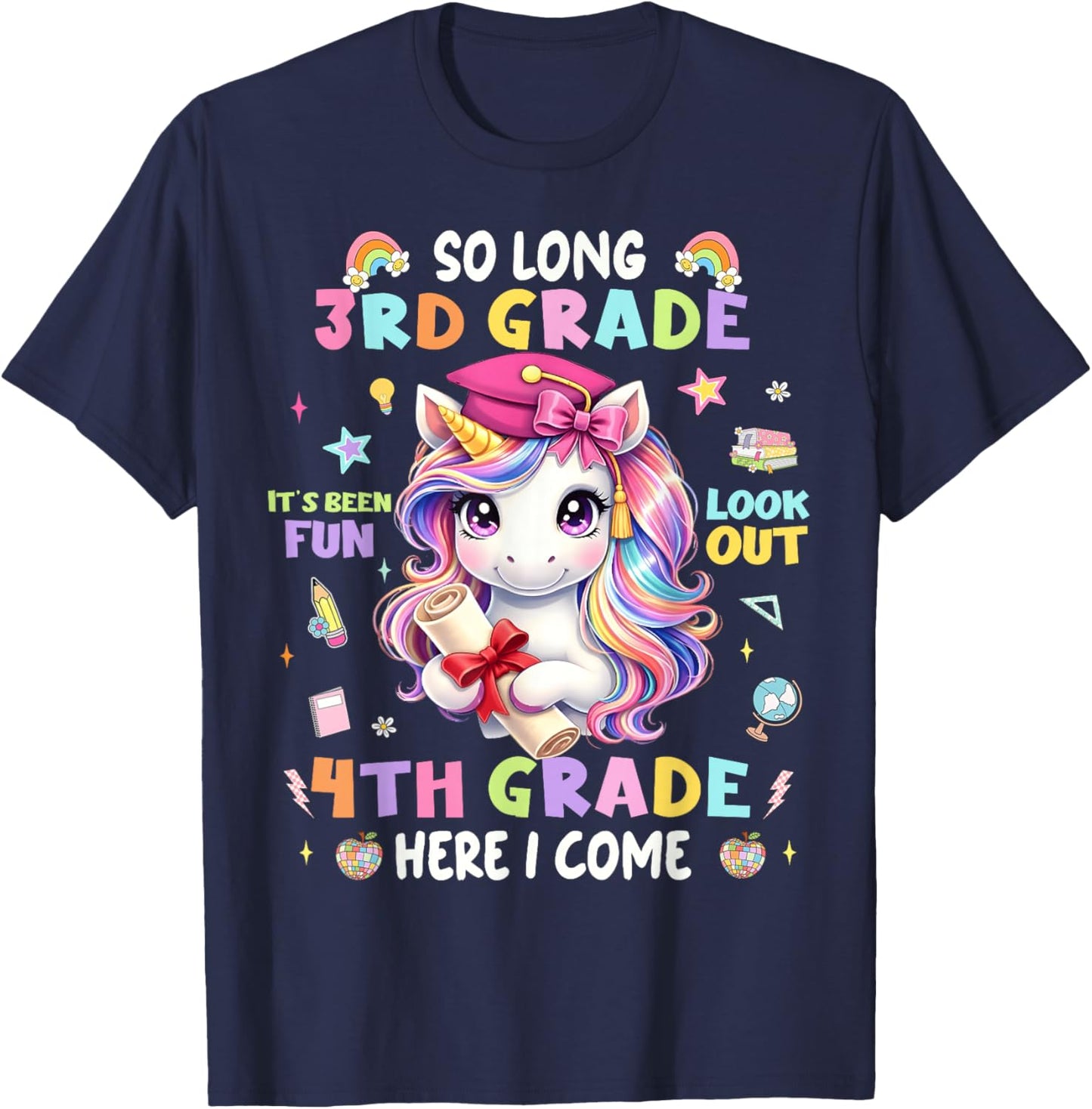 So Long 3rd Grade Look Out 4th Grade Boy Girl Kid T-Shirt - T-Shirt | Navy