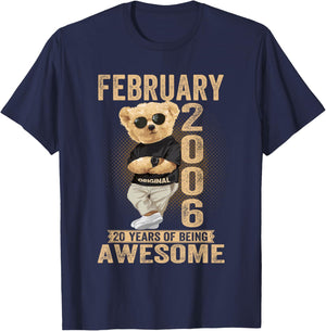 February 2006 20th Anniversary 2026 Women 20 Years Teddy Bear T-Shirt - T-Shirt | Navy