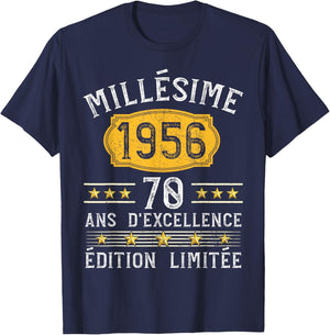 Vintage 1956 Gift 70 Years Man Birthday Humour T-Shirt - T-Shirt | Navy