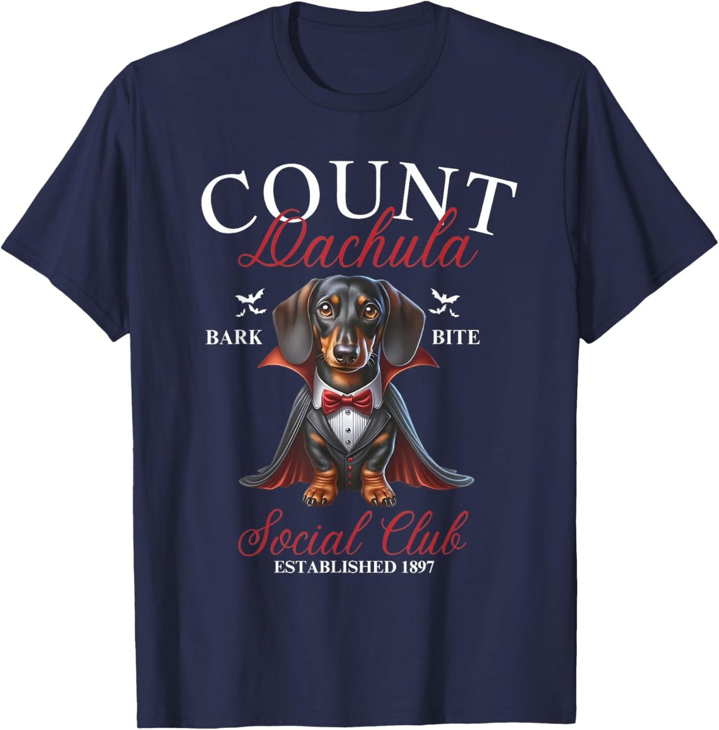 Dachshund Halloween Social Club Halloweenie Weiner Men Women T-Shirt - T-Shirt | Navy