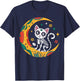 Cat And Moon Skull Dia De Los Muertos Day Of The Dead T-Shirt - T-Shirt | Navy