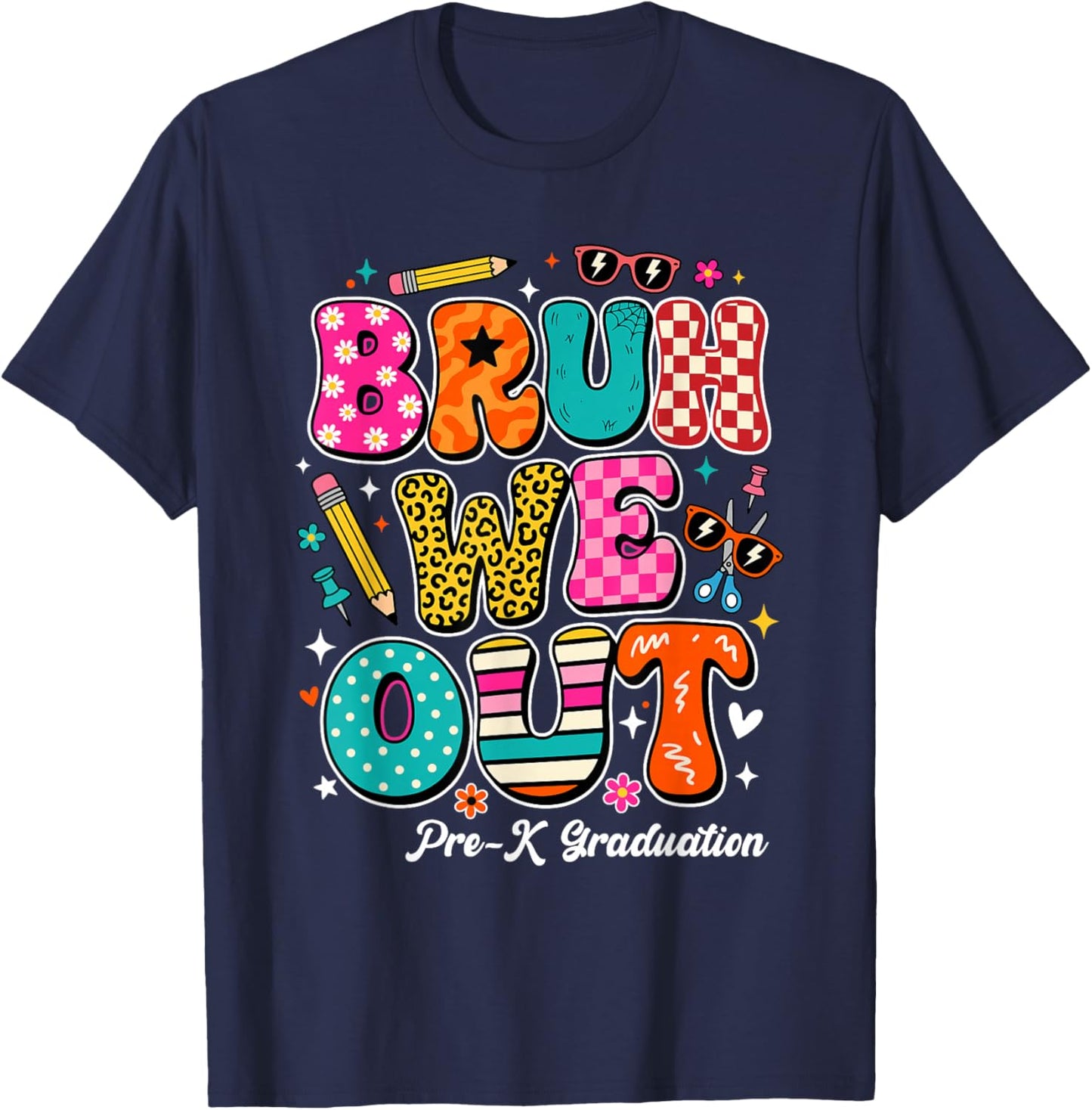 Bruh We Out Kids Pre-K Preschool Graduation 2026 T-Shirt - T-Shirt | Navy