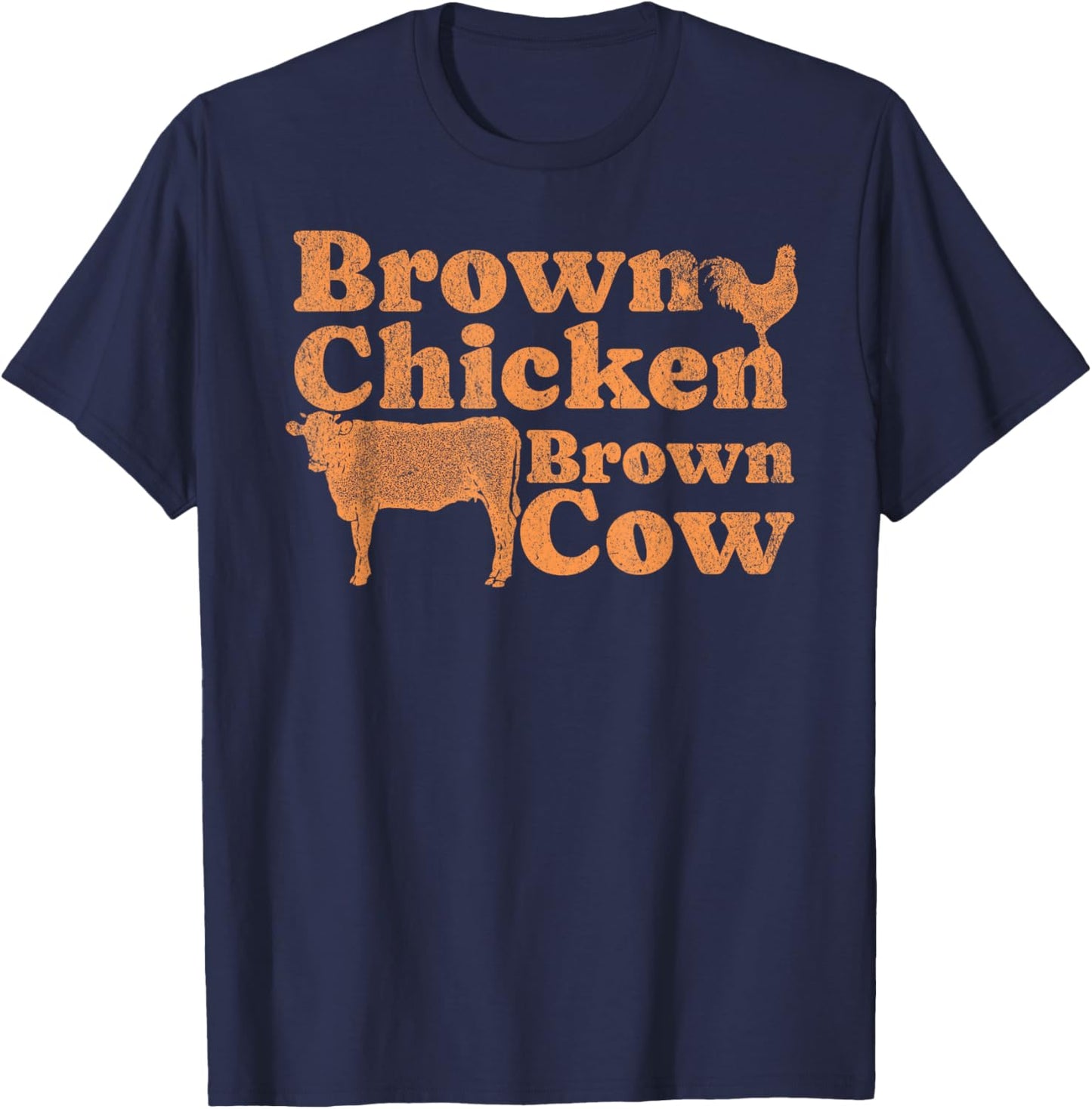 1970s Music Bow Chicka Wow Wow Joke Brown Chicken Brown Cow T-Shirt - T-Shirt | Navy