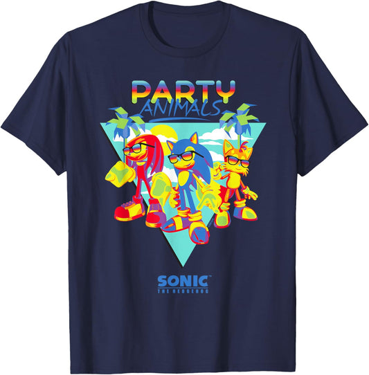 Sonic The Hedgehog - Party Animals Sonic, Tails, Knuckles T-Shirt - T-Shirt | Navy