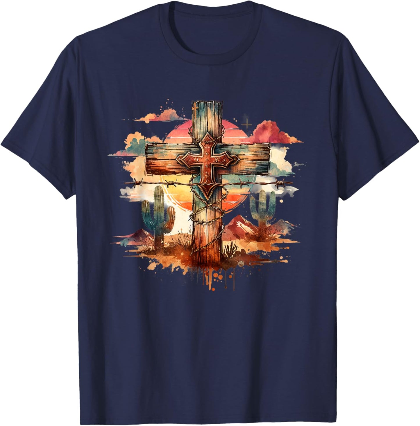 Southwest Cross Christian Desert Bible Faith Desert Arizona T-Shirt - T-Shirt | Navy