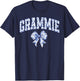 Grammie Coquette Toile Blue Bow Floral Family Matching T-Shirt - T-Shirt | Navy