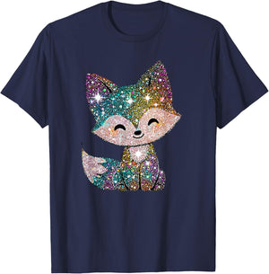 Cute Colorful Fox Kawaii Rainbow Animal Lover T-Shirt - T-Shirt | Navy