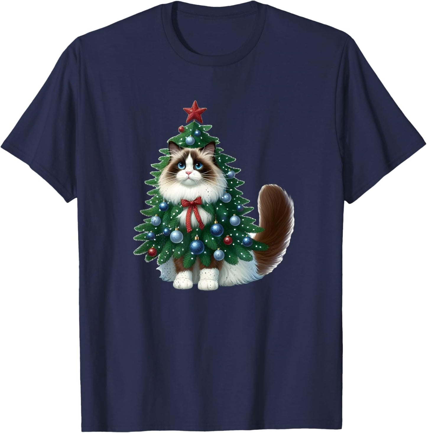 Ragdoll Cat Christmas Tree Costume T-Shirt - T-Shirt | Navy