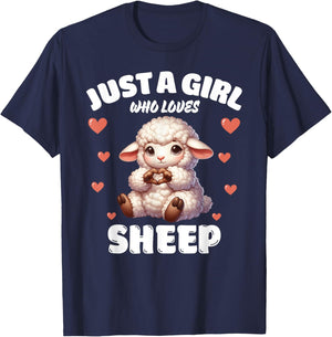 Just A Girl Who Loves Sheep, Cute Sheep Lovers T-Shirt - T-Shirt | Navy