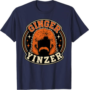 Funny Ginger Yinzer Mullet Mustache Football Retro T-Shirt - T-Shirt | Navy