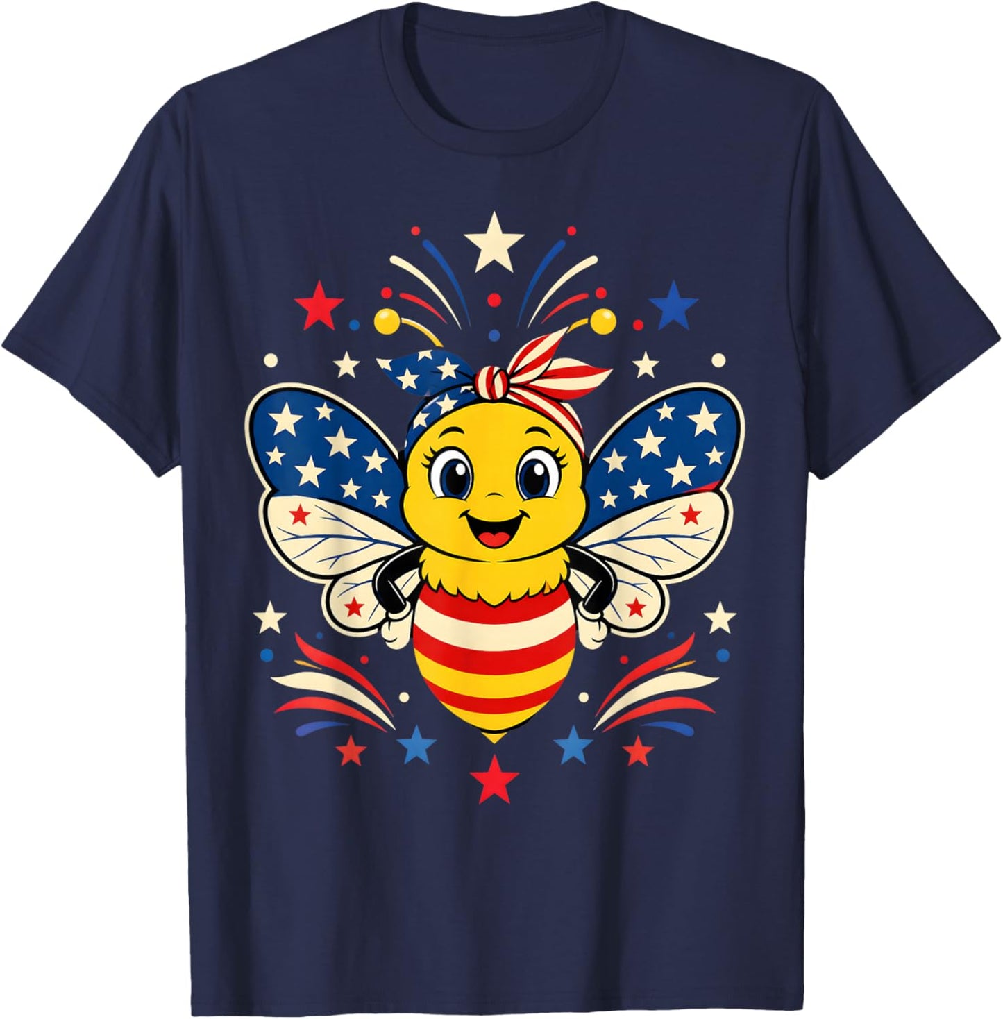 Patriotic Bee 4th of July T-Shirt - T-Shirt | Navy