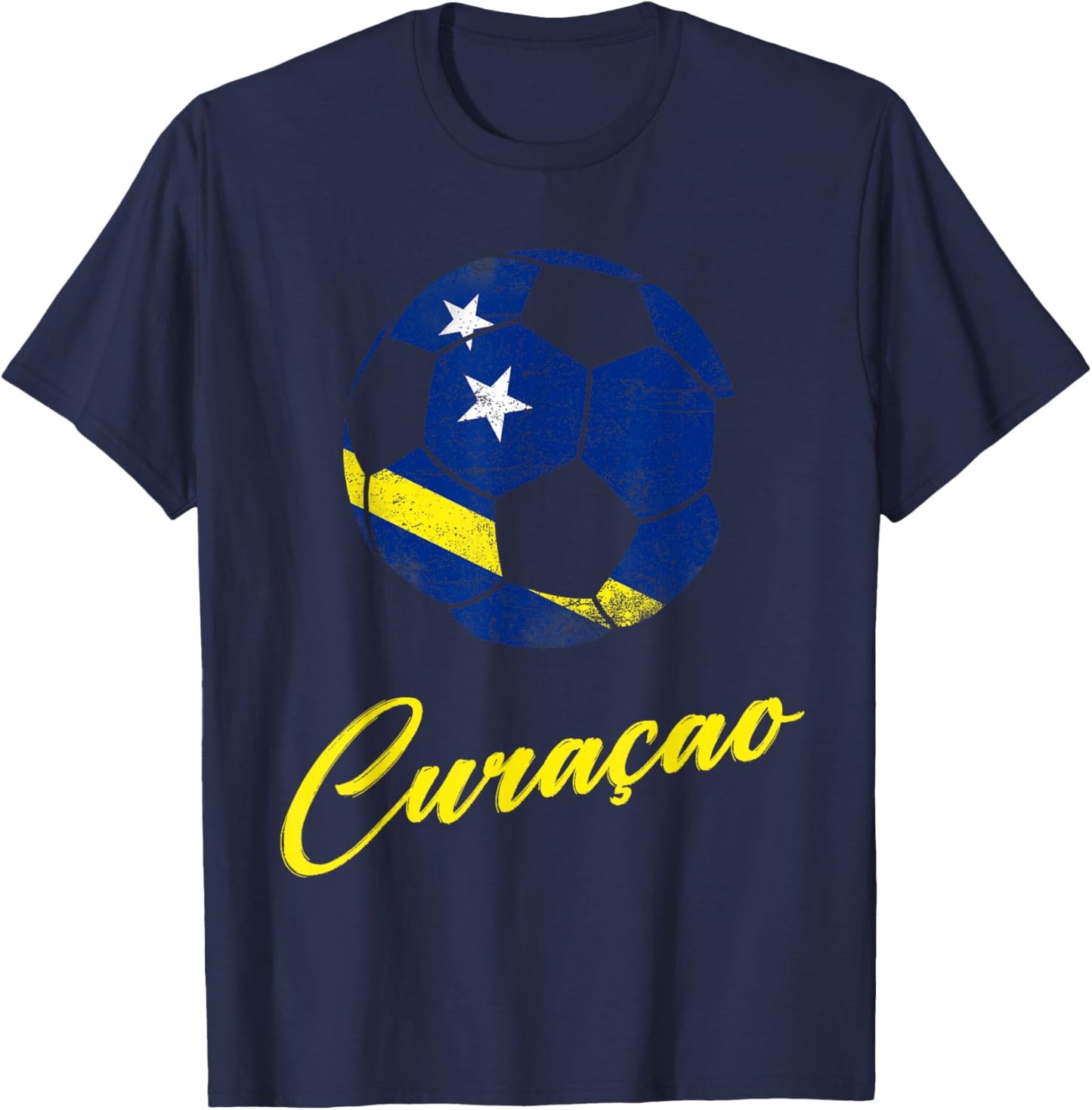 Ballon de Football Curaçao, Drapeau de Curaçao, Drapeau de Curaçao. T-Shirt - T-Shirt | Navy