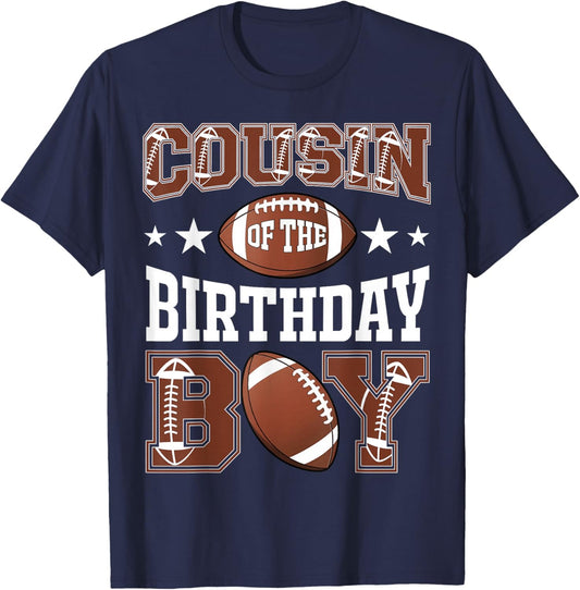 Cousin Of The Birthday Boy Football Game Day T-Shirt - T-Shirt | Navy