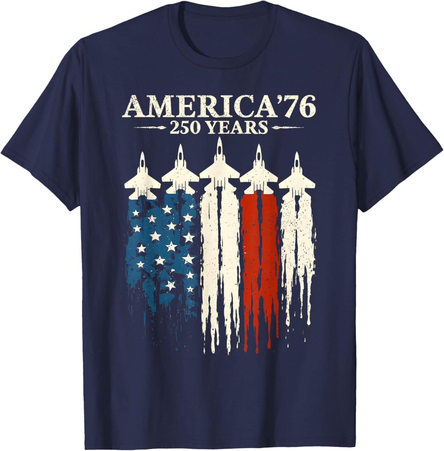 American 250 Years 1776 2026 250th Anniversary US Flag T-Shirt - T-Shirt | Navy