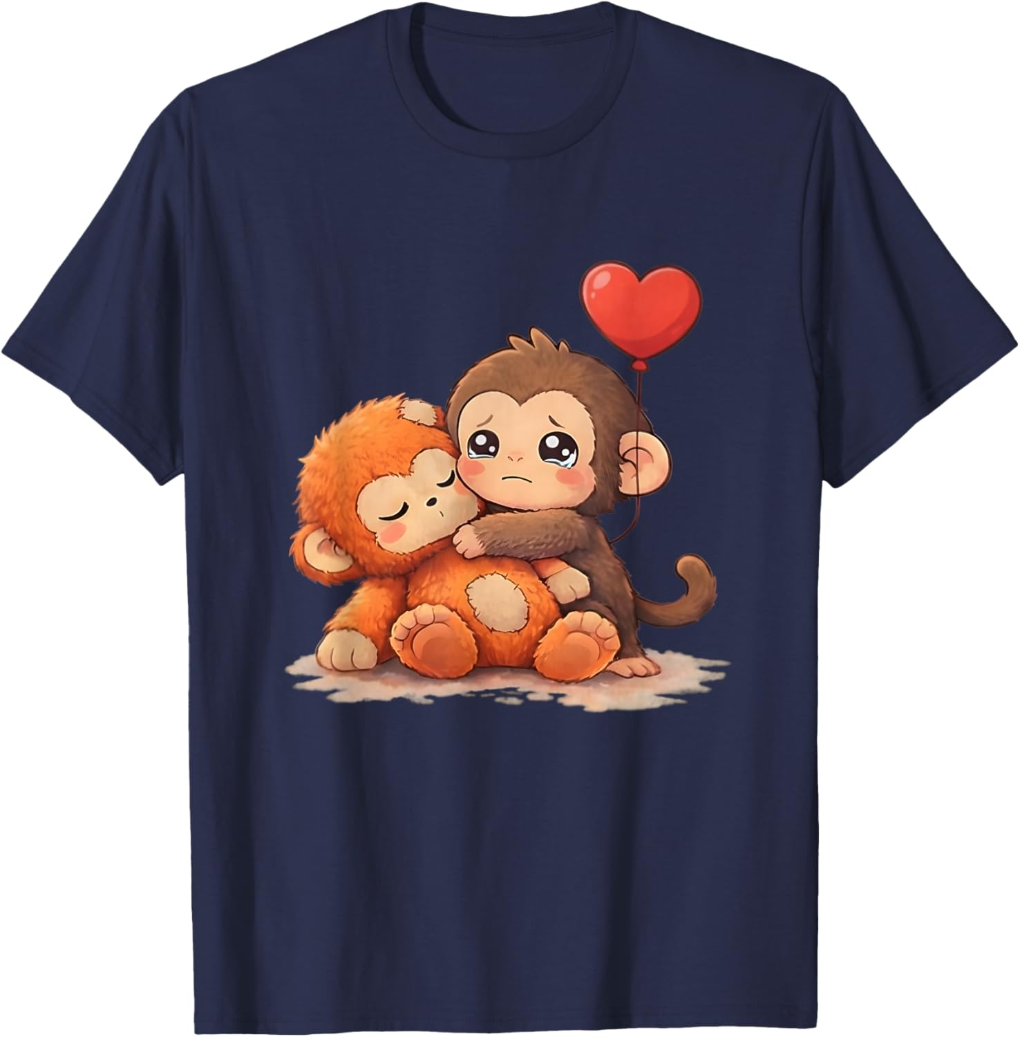 Cute Baby Monkey Punch Sad Little Punch Big Love T-Shirt - T-Shirt | Navy