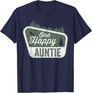 One Happy Auntie Matching Family Birthday Party Camping T-Shirt - T-Shirt | Navy