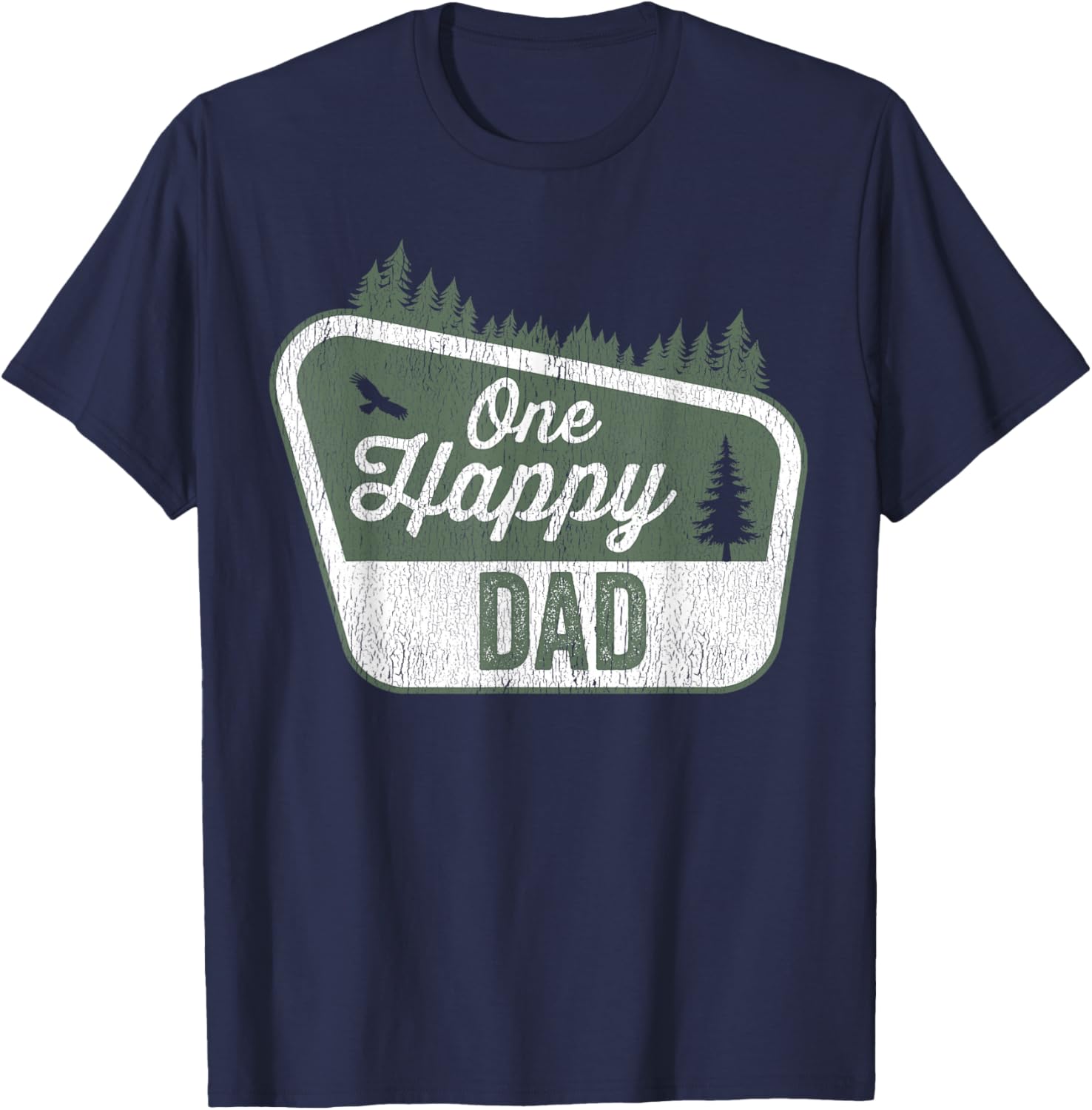 One Happy Dad Matching Family Birthday Party Camping T-Shirt - T-Shirt | Navy