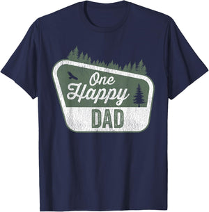 One Happy Dad Matching Family Birthday Party Camping T-Shirt - T-Shirt | Navy