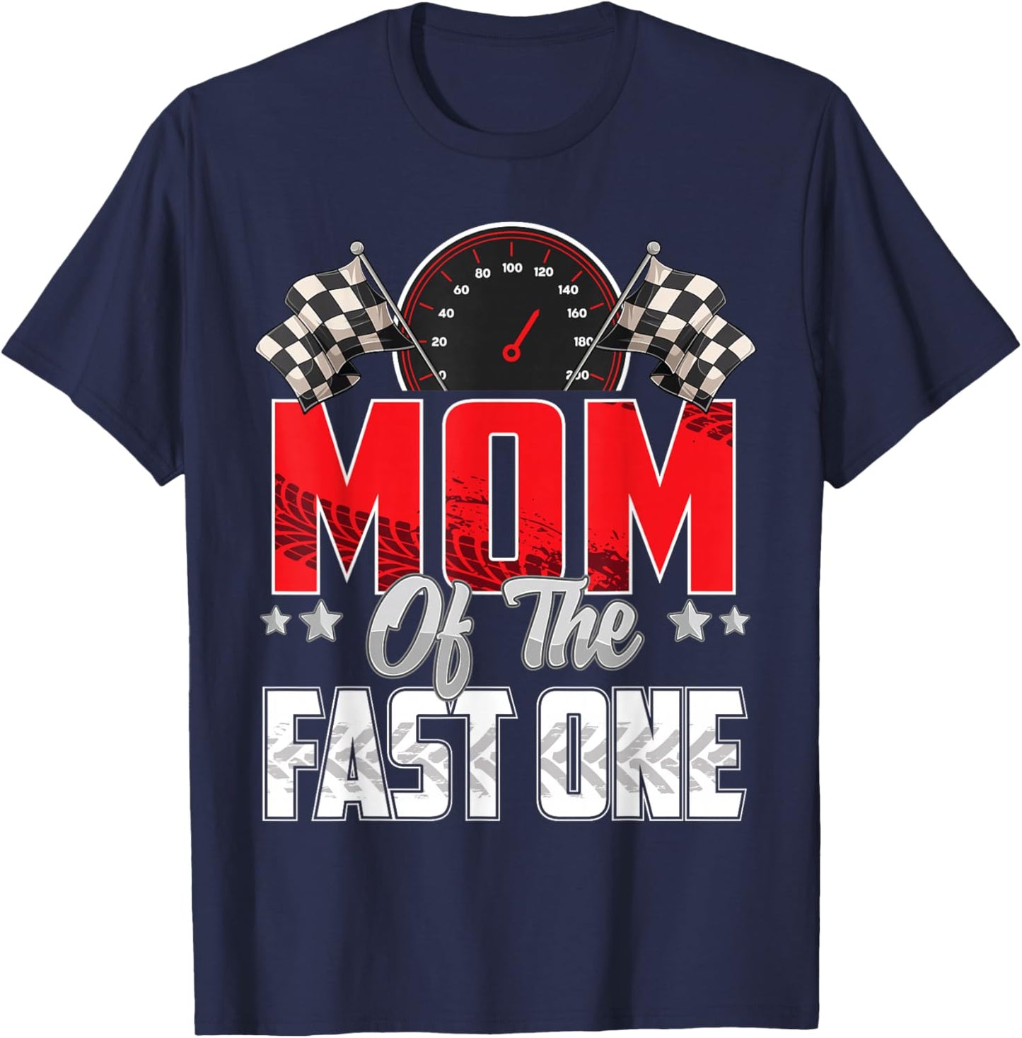 1 year old racing car fast one birthday 1st Family Mom T-Shirt - T-Shirt | Navy
