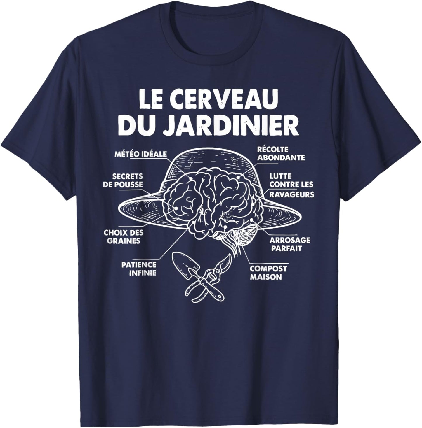 Gardener's Brain Garden Gardening Gardening Funny T-Shirt - T-Shirt | Navy