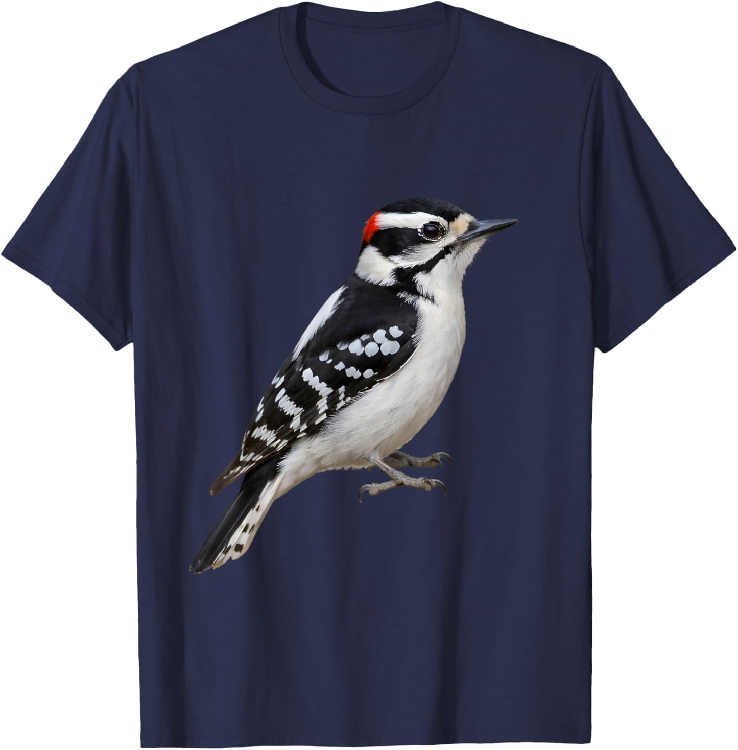 Downy Woodpecker Bird Illustration T-Shirt - T-Shirt | Navy