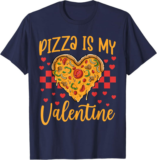 Pizza Is My Valentine Boys Kids Pizza Lover Valentines Day T-Shirt - T-Shirt | Navy