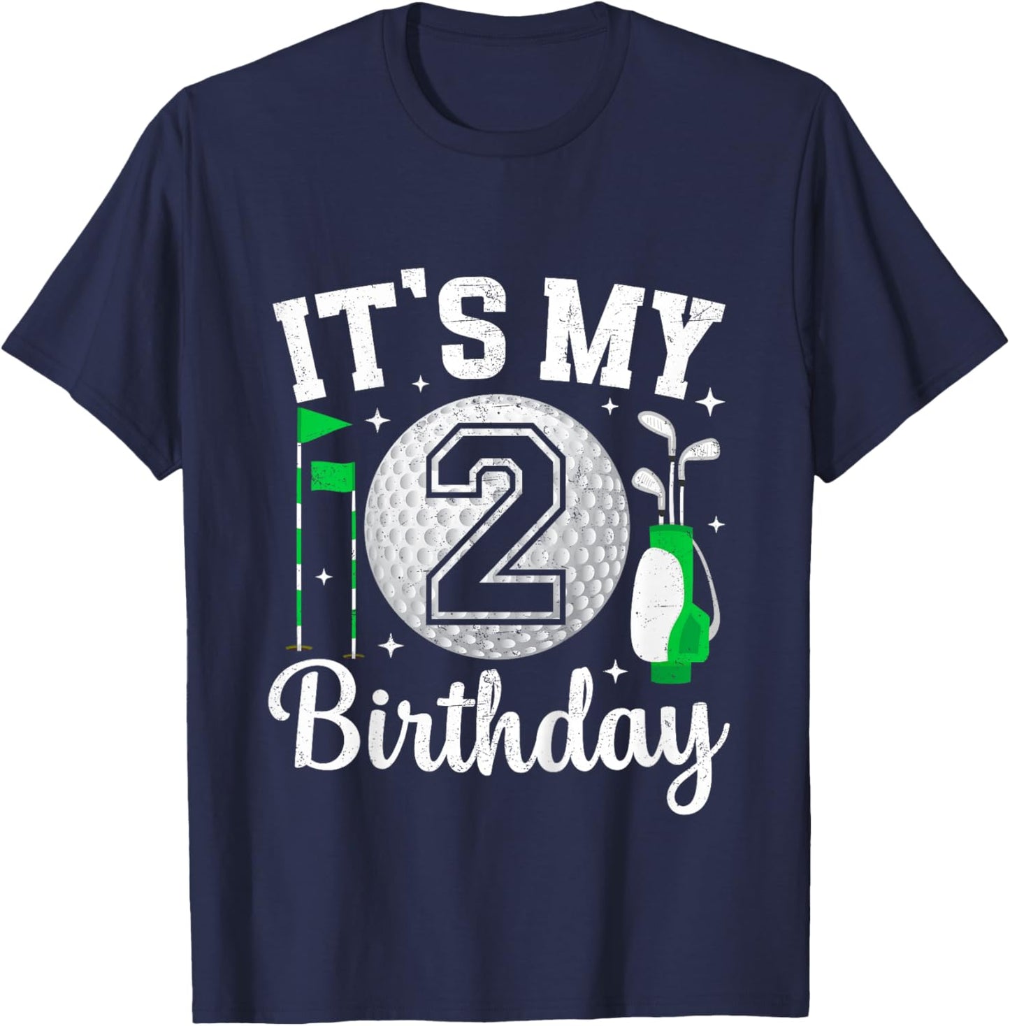 Kids It's My 2nd Birthday Golf 2 Year Old Golf Player Birthday T-Shirt - T-Shirt | Navy