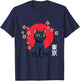 Japanese Kawaii Black Cat And Cherry Blossoms Tokyo Japan T-Shirt - T-Shirt | Navy