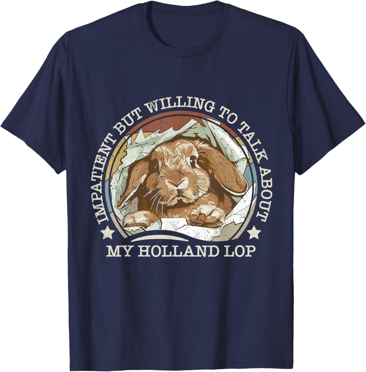 Holland Lop Mom Rabbit Impatient Joke Funny Vintage Bunny T-Shirt - T-Shirt | Navy