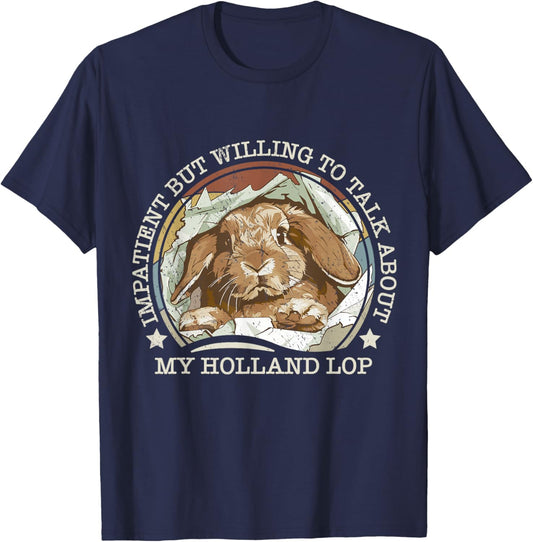 Holland Lop Mom Rabbit Impatient Joke Funny Vintage Bunny T-Shirt - T-Shirt | Navy